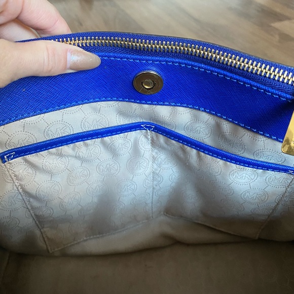 Authentic Blue Michael Kors Purse Tote - Picture 3 of 12